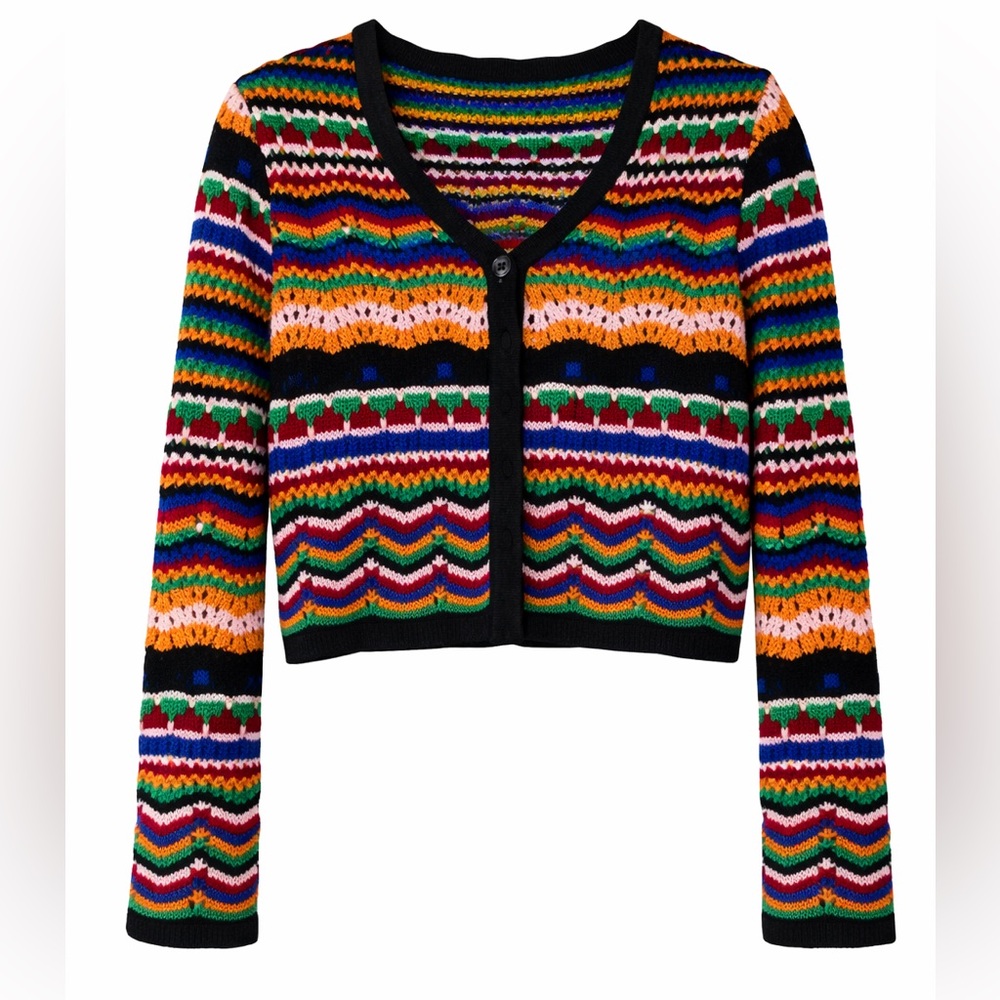 Anthropologie Vintage Free the Roses Colorful Sweater size S *NWT* - Picture 3 of 9